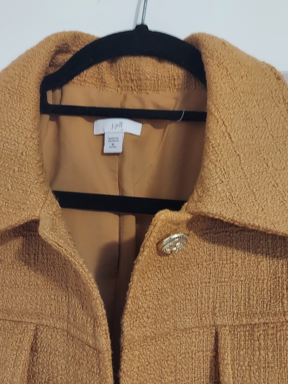 J. Jill Mustard Gold Textured Bouclé Jacket